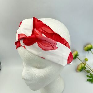 New Women Headband Hair Accessories Cross Red And White Floral